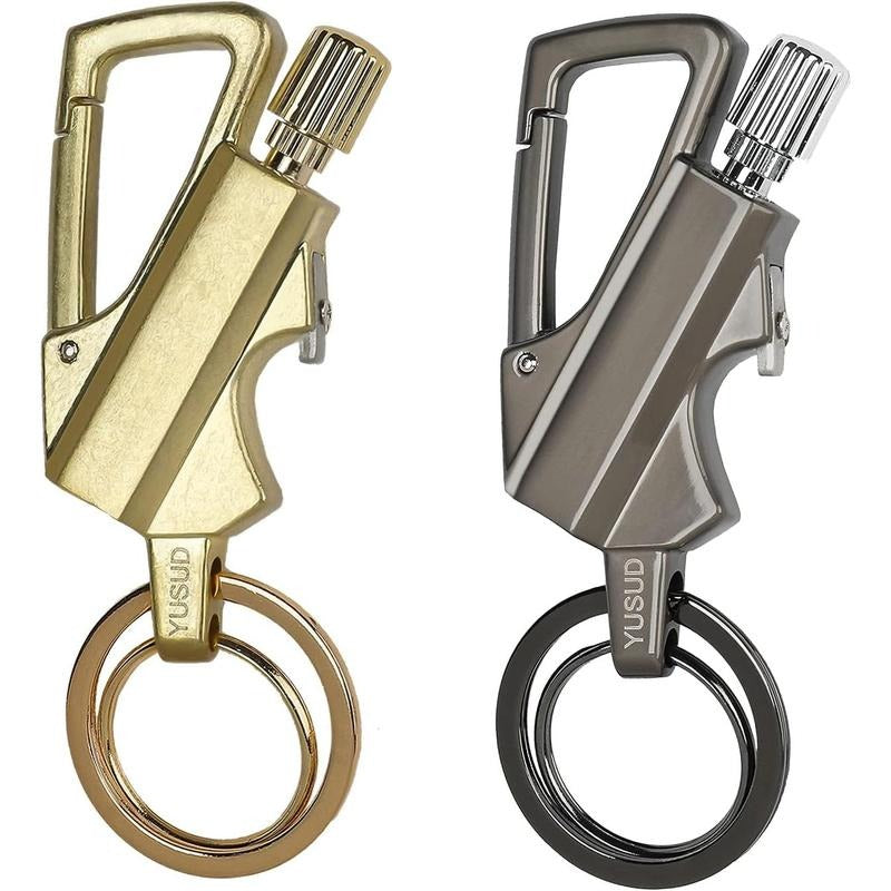 Multifunctional Flint Fire Starter Keychain | Refillable Kerosene Lighter, Bottle Opener, Survival EDC Tool for Outdoor Emergency (No Fuel)