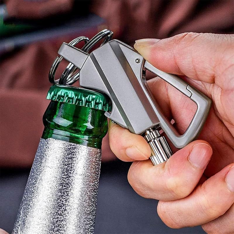 Multifunctional Flint Fire Starter Keychain | Refillable Kerosene Lighter, Bottle Opener, Survival EDC Tool for Outdoor Emergency (No Fuel)