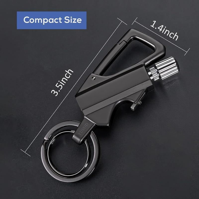 Multifunctional Flint Fire Starter Keychain | Refillable Kerosene Lighter, Bottle Opener, Survival EDC Tool for Outdoor Emergency (No Fuel)