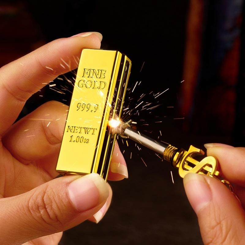 (2-Pack)Gold Bar Permanent Lighter  - Small Match Sticks, Multi-Function Metal Kerosene Lighter, Mini Portable Igniter
